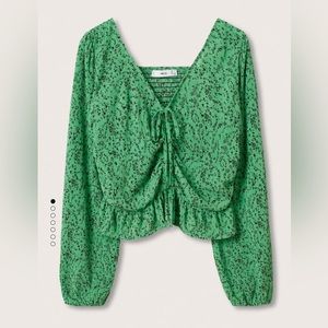 Mango Printed Ruched Shirt, Size S
